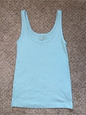 Old Navy Light Blue Ribbed Scoop Tank Top